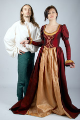 Fototapeta premium Beautiful pair of medieval costumes