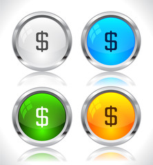 Metal web buttons. Vector eps10.
