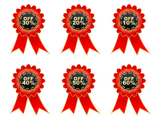 red labels with percent discount