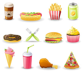 Fast food icon set.