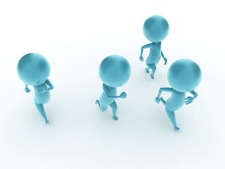 3d rendered illustration of some little guys running
