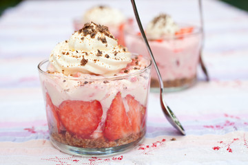 Fresh dessert with mascarpone and whipped cream