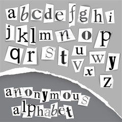 Anonymous alphabet made from newspapers