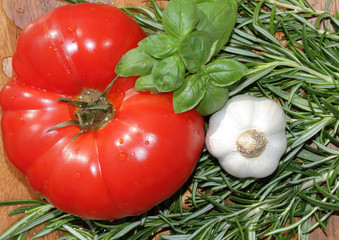 tomato and herbs