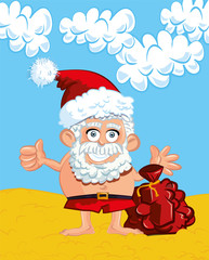 Cartoon Santa with a white beard