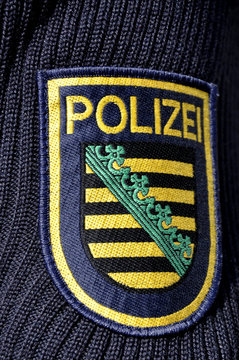 Polizei Sachsen Blaue Uniform Enblem