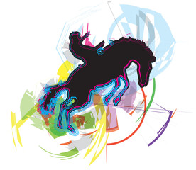 Abstract horse and rider silhouette