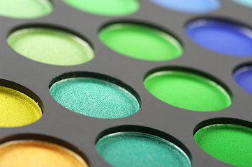 Eye shadows palette close-up