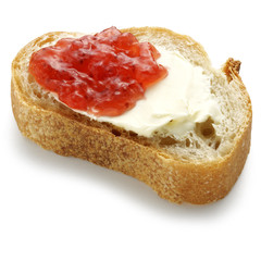 Jam and cheese on sliced bread
