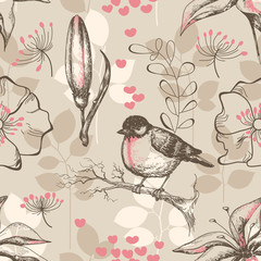 Vintage romantic seamless pattern