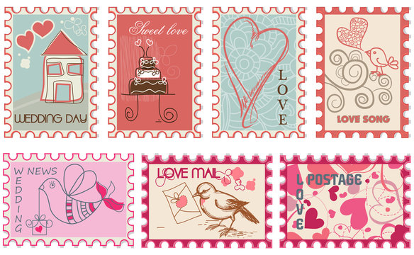 Love and wedding stamps