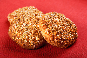 cookies on red close up