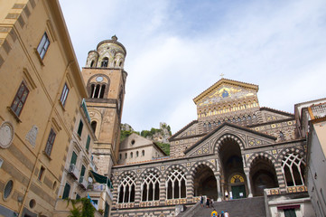 Fototapeta na wymiar Duomo lub katedry w Amalfi w Kampanii, południowe Włochy
