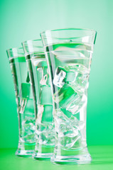 Water in the glass against gradient background