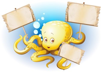 Polpo Cartoon con Pannello-Octopussy with Panel-Vector