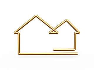 3d gold line house symbol