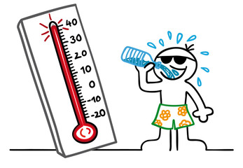 figur trinkt bei hitze