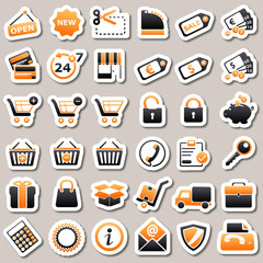 shopping Orange Stickers