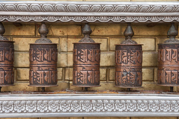 Prayer wheel at the Swayambhunath, Kathmandu Valley, Nepal.