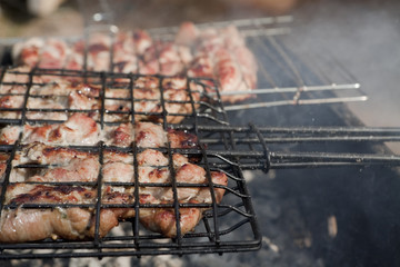 Meat on barbecue