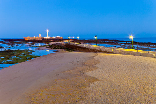 Beach Of La Caleta Of Cadiz