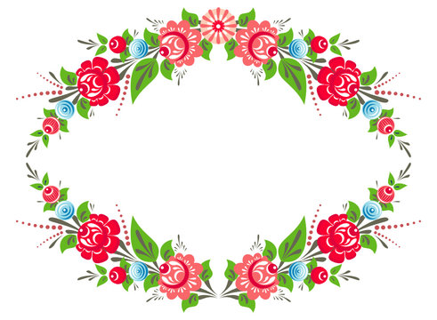 floral frame in folk style