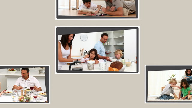 Montage of a cute family spending time together