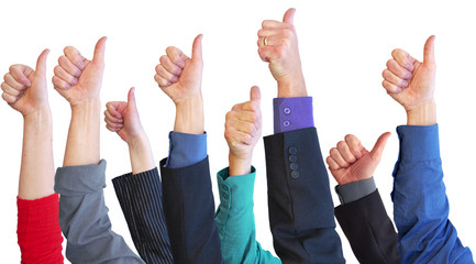 Business team thumbs up for support