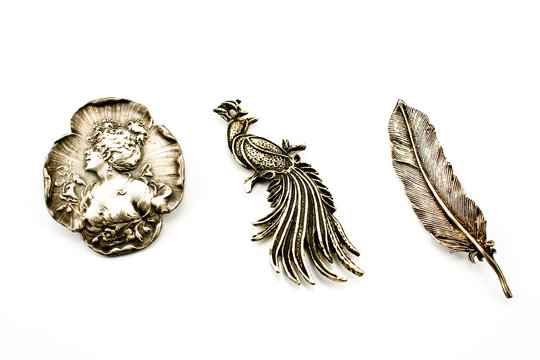 Three Antique Silver Brooches