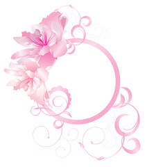 pink round frame with flowers