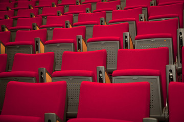 Obraz premium Empty red seats for cinema, theater, conference or concert