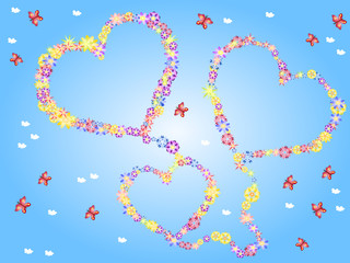 himmel mit herzen aus blumen