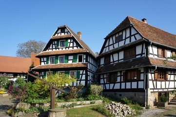 Fachwerkhäuser Dorf Hunspach, Elsass, Frankreich
