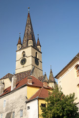 Fototapeta na wymiar church spire in sighisoara romania