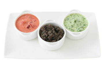 Sauces in small bowls