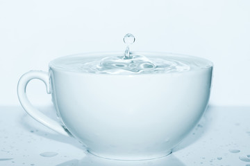 drop of water in a white cup