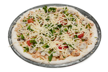Uncooked vegetarian pizza