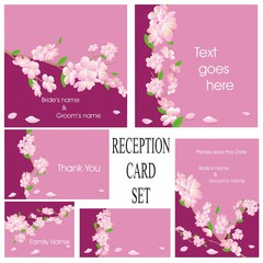 wedding or reception card set in pink