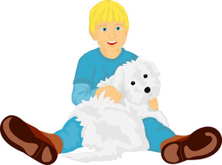 little boy with his  puppy