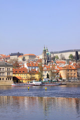 Obraz premium View on the spring Prague St. Nicholas' Cathedral