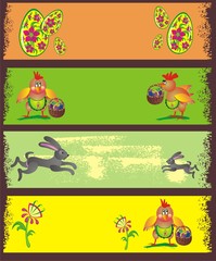 Spring banners with chickens and bunnies