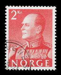 Olav V on a stamp