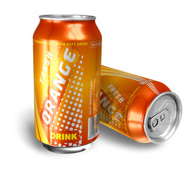 Orange soda drinks in metal cans