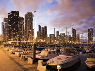 Downtown Chicago seen from marina