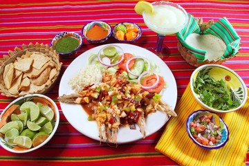 Guajillo chili shrimps Mexican dish chili sauces