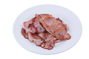 Grilled bacon. Isolated, contains clipping path.