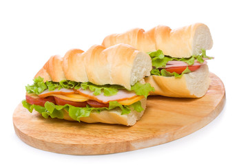sandwiches with ham and vegetables