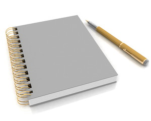 Naklejka premium Notebook and pen on a white background