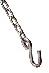 isolated metal chain and hook