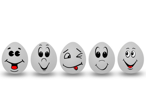 five eggs with smile faces